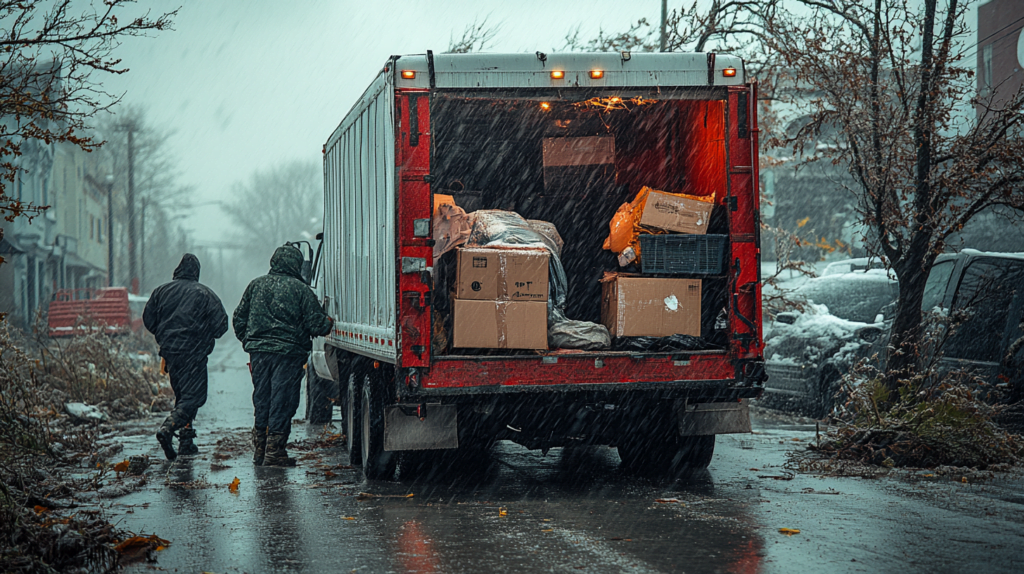 moving furniture in bad weather
