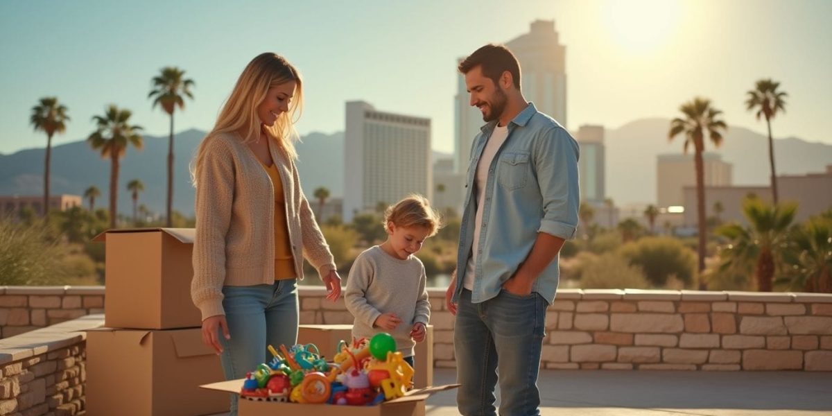 a_professional_photorealistic_image_of_a_family_standing_outside_their_new_home_in_las_vegas_surrou_